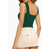 image:imageMANGOPOP Tank Top Bodysuit for Women Square Neck Sleeveless Backless Body Suits Going Out TopsDeep Green