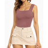 image:imageMANGOPOP Tank Top Bodysuit for Women Square Neck Sleeveless Backless Body Suits Going Out TopsMarsala