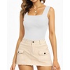 image:imageMANGOPOP Tank Top Bodysuit for Women Square Neck Sleeveless Backless Body Suits Going Out TopsWhite