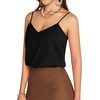 image:imageMANGOPOP Womens Bodysuit V Neck Spaghetti Strap Tank Tops Cami Backless Sleeveless Loose Fit Blouse Body Suits Sexy CasualA Black