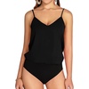 image:imageMANGOPOP Womens Bodysuit V Neck Spaghetti Strap Tank Tops Cami Backless Sleeveless Loose Fit Blouse Body Suits Sexy CasualA Black