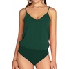 image:imageMANGOPOP Womens Bodysuit V Neck Spaghetti Strap Tank Tops Cami Backless Sleeveless Loose Fit Blouse Body Suits Sexy CasualDark Green