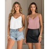 image:imageMANGOPOP Womens Bodysuit V Neck Spaghetti Strap Tank Tops Cami Backless Sleeveless Loose Fit Blouse Body Suits Sexy CasualMauve