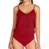 image:imageMANGOPOP Womens Bodysuit V Neck Spaghetti Strap Tank Tops Cami Backless Sleeveless Loose Fit Blouse Body Suits Sexy CasualRed