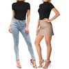 image:imageMANGOPOP Womens Mock Turtle Neck Bodysuit Short Sleeve Body Suits Basic T shirts Clothing Tops01 Black