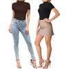 image:imageMANGOPOP Womens Mock Turtle Neck Bodysuit Short Sleeve Body Suits Basic T shirts Clothing Tops02 Coffee