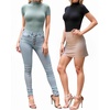 image:imageMANGOPOP Womens Mock Turtle Neck Bodysuit Short Sleeve Body Suits Basic T shirts Clothing Tops02 Elephant Grey