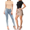 image:imageMANGOPOP Womens Mock Turtle Neck Bodysuit Short Sleeve Body Suits Basic T shirts Clothing Tops02 Nude