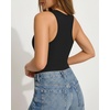 image:imageMANGOPOP Womens Tank Top Scoop Neck Bodysuit Sleeveless Racerback Body Suit Ribbed Knit Slim Fitted Soft Sexy Going Out Tops01 Tank Top Black