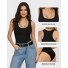image:imageMANGOPOP Womens Tank Top Scoop Neck Bodysuit Sleeveless Racerback Body Suit Ribbed Knit Slim Fitted Soft Sexy Going Out Tops01 Tank Top Black