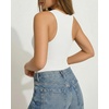 image:imageMANGOPOP Womens Tank Top Scoop Neck Bodysuit Sleeveless Racerback Body Suit Ribbed Knit Slim Fitted Soft Sexy Going Out Tops02 Tank Top White