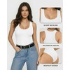 image:imageMANGOPOP Womens Tank Top Scoop Neck Bodysuit Sleeveless Racerback Body Suit Ribbed Knit Slim Fitted Soft Sexy Going Out Tops02 Tank Top White