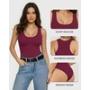 image:imageMANGOPOP Womens Tank Top Scoop Neck Bodysuit Sleeveless Racerback Body Suit Ribbed Knit Slim Fitted Soft Sexy Going Out TopsTank Top Burgundy