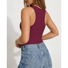 image:imageMANGOPOP Womens Tank Top Scoop Neck Bodysuit Sleeveless Racerback Body Suit Ribbed Knit Slim Fitted Soft Sexy Going Out TopsTank Top Burgundy