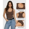 image:imageMANGOPOP Womens Tank Top Scoop Neck Bodysuit Sleeveless Racerback Body Suit Ribbed Knit Slim Fitted Soft Sexy Going Out TopsTank Top Coffee