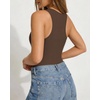 image:imageMANGOPOP Womens Tank Top Scoop Neck Bodysuit Sleeveless Racerback Body Suit Ribbed Knit Slim Fitted Soft Sexy Going Out TopsTank Top Coffee