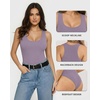 image:imageMANGOPOP Womens Tank Top Scoop Neck Bodysuit Sleeveless Racerback Body Suit Ribbed Knit Slim Fitted Soft Sexy Going Out TopsTank Top Dark Purple
