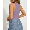 image:imageMANGOPOP Womens Tank Top Scoop Neck Bodysuit Sleeveless Racerback Body Suit Ribbed Knit Slim Fitted Soft Sexy Going Out TopsTank Top Dark Purple