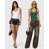 image:imageMANGOPOP Womens Tank Top Scoop Neck Bodysuit Sleeveless Racerback Body Suit Ribbed Knit Slim Fitted Soft Sexy Going Out TopsTank Top Deep Green