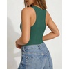 image:imageMANGOPOP Womens Tank Top Scoop Neck Bodysuit Sleeveless Racerback Body Suit Ribbed Knit Slim Fitted Soft Sexy Going Out TopsTank Top Deep Green