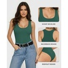image:imageMANGOPOP Womens Tank Top Scoop Neck Bodysuit Sleeveless Racerback Body Suit Ribbed Knit Slim Fitted Soft Sexy Going Out TopsTank Top Deep Green