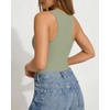 image:imageMANGOPOP Womens Tank Top Scoop Neck Bodysuit Sleeveless Racerback Body Suit Ribbed Knit Slim Fitted Soft Sexy Going Out TopsTank Top Grayish Green