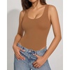 image:imageMANGOPOP Womens Tank Top Scoop Neck Bodysuit Sleeveless Racerback Body Suit Ribbed Knit Slim Fitted Soft Sexy Going Out TopsTank Top Khaki