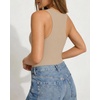 image:imageMANGOPOP Womens Tank Top Scoop Neck Bodysuit Sleeveless Racerback Body Suit Ribbed Knit Slim Fitted Soft Sexy Going Out TopsTank Top Light Camel