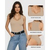 image:imageMANGOPOP Womens Tank Top Scoop Neck Bodysuit Sleeveless Racerback Body Suit Ribbed Knit Slim Fitted Soft Sexy Going Out TopsTank Top Light Camel