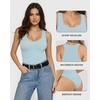 image:imageMANGOPOP Womens Tank Top Scoop Neck Bodysuit Sleeveless Racerback Body Suit Ribbed Knit Slim Fitted Soft Sexy Going Out TopsTank Top Macaron Blue