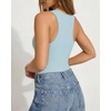 image:imageMANGOPOP Womens Tank Top Scoop Neck Bodysuit Sleeveless Racerback Body Suit Ribbed Knit Slim Fitted Soft Sexy Going Out TopsTank Top Macaron Blue