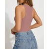 image:imageMANGOPOP Womens Tank Top Scoop Neck Bodysuit Sleeveless Racerback Body Suit Ribbed Knit Slim Fitted Soft Sexy Going Out TopsTank Top Marsala