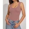 image:imageMANGOPOP Womens Tank Top Scoop Neck Bodysuit Sleeveless Racerback Body Suit Ribbed Knit Slim Fitted Soft Sexy Going Out TopsTank Top Marsala