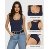 image:imageMANGOPOP Womens Tank Top Scoop Neck Bodysuit Sleeveless Racerback Body Suit Ribbed Knit Slim Fitted Soft Sexy Going Out TopsTank Top Navy Blue