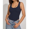 image:imageMANGOPOP Womens Tank Top Scoop Neck Bodysuit Sleeveless Racerback Body Suit Ribbed Knit Slim Fitted Soft Sexy Going Out TopsTank Top Navy Blue