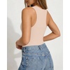 image:imageMANGOPOP Womens Tank Top Scoop Neck Bodysuit Sleeveless Racerback Body Suit Ribbed Knit Slim Fitted Soft Sexy Going Out TopsTank Top Nude