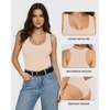 image:imageMANGOPOP Womens Tank Top Scoop Neck Bodysuit Sleeveless Racerback Body Suit Ribbed Knit Slim Fitted Soft Sexy Going Out TopsTank Top Nude