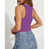 image:imageMANGOPOP Womens Tank Top Scoop Neck Bodysuit Sleeveless Racerback Body Suit Ribbed Knit Slim Fitted Soft Sexy Going Out TopsTank Top Purple