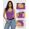 image:imageMANGOPOP Womens Tank Top Scoop Neck Bodysuit Sleeveless Racerback Body Suit Ribbed Knit Slim Fitted Soft Sexy Going Out TopsTank Top Purple