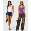 image:imageMANGOPOP Womens Tank Top Scoop Neck Bodysuit Sleeveless Racerback Body Suit Ribbed Knit Slim Fitted Soft Sexy Going Out TopsTank Top Purple