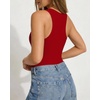image:imageMANGOPOP Womens Tank Top Scoop Neck Bodysuit Sleeveless Racerback Body Suit Ribbed Knit Slim Fitted Soft Sexy Going Out TopsTank Top Red