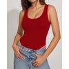 image:imageMANGOPOP Womens Tank Top Scoop Neck Bodysuit Sleeveless Racerback Body Suit Ribbed Knit Slim Fitted Soft Sexy Going Out TopsTank Top Red