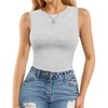 image:imageMANGOPOP Sleeveless Bodysuits for Women Crew Neck Tank Top Body Suit Basic Slim Fit Bodysuit TopsLight Grey