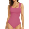 image:imageMANGOPOP Tank Top Bodysuit for Women Square Neck Sleeveless Backless Body Suits Going Out TopsBlush
