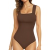 image:imageMANGOPOP Tank Top Bodysuit for Women Square Neck Sleeveless Backless Body Suits Going Out TopsCoffee