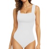 image:imageMANGOPOP Tank Top Bodysuit for Women Square Neck Sleeveless Backless Body Suits Going Out TopsWhite