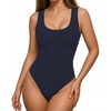 image:imageMANGOPOP Womens Tank Top Scoop Neck Bodysuit Sleeveless Racerback Body Suit Ribbed Knit Slim Fitted Soft Sexy Going Out TopsTank Top Navy Blue