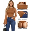 image:imageMANGOPOP Womens Boat Neck Bell Sleeve Bodysuit Sexy Sheer Mesh Double Lined Body Suits Going Out Fall Tops 202504 Brown