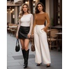 image:imageMANGOPOP Womens Boat Neck Bell Sleeve Bodysuit Sexy Sheer Mesh Double Lined Body Suits Going Out Fall Tops 202504 Brown
