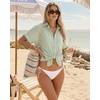 image:imageMANGOPOP Swimsuit Coverup for Women Striped Bathing Suit Cover Up Button Down Shirt Beach Cover Ups Dress 2026 Summer OutfitsA2green